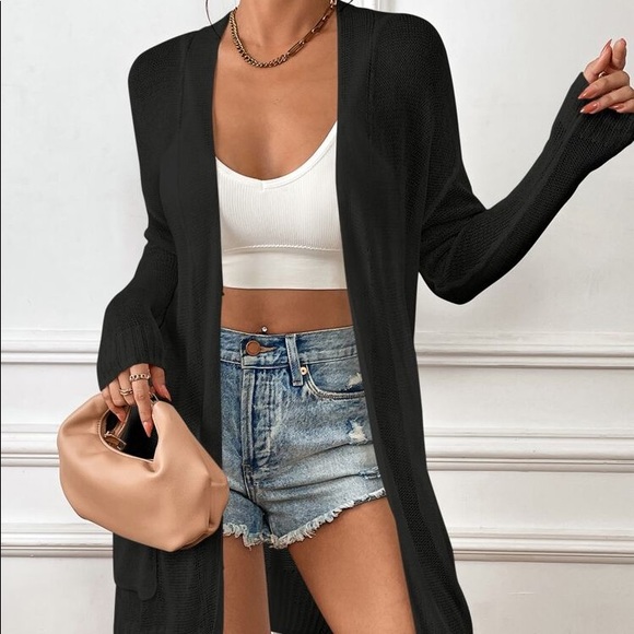 🖤 CASUAL BLACK KNIT CARDIGAN SWEATER! - Picture 4 of 4